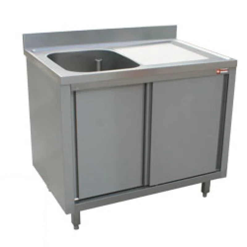 Plonge inox sur meuble 1 bac avec égouttoir à droite 1400x700mm DIAMOND - L1411D-AS Retour Gratuit