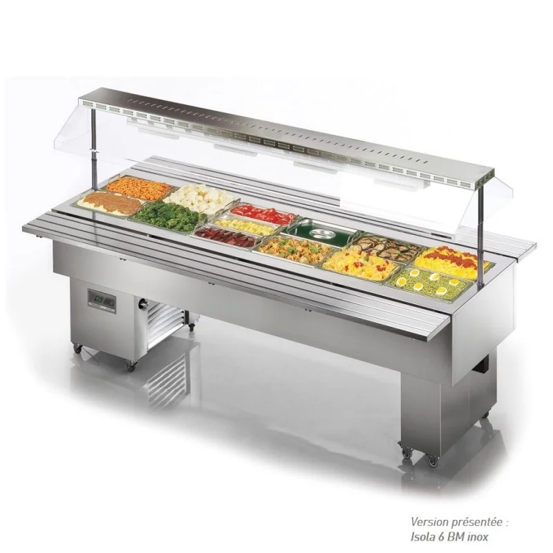 Buffet chauffant bain-marie central en inox avec cuve pour bacs GN1/1 TECFRIGO Prix Promo