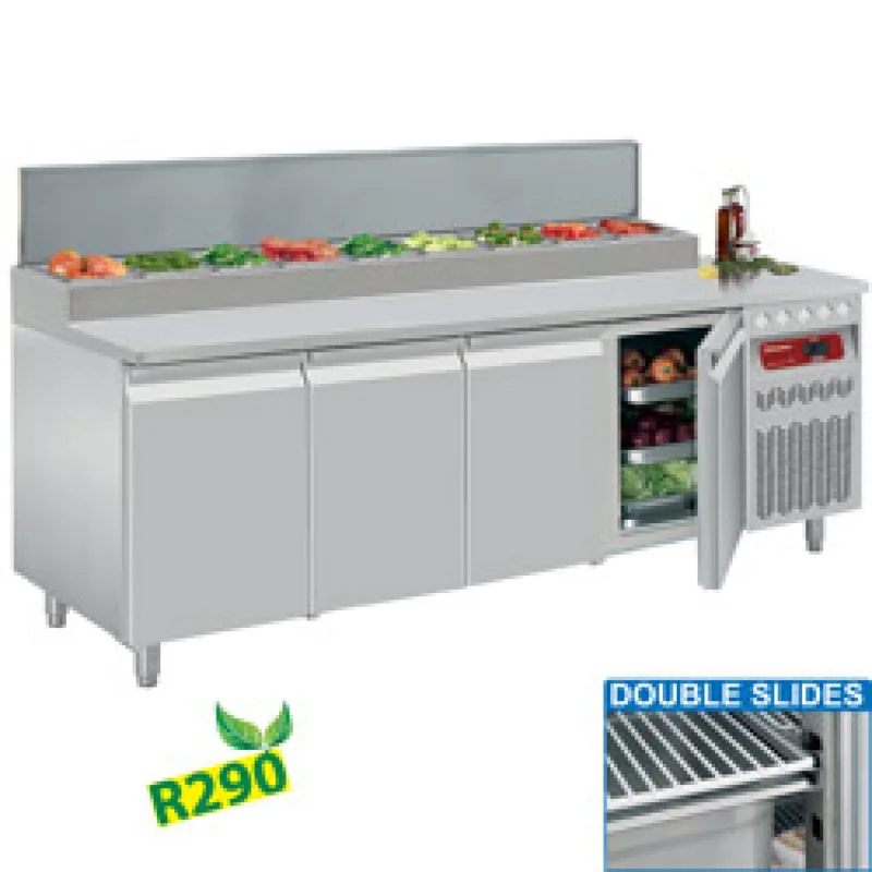 Table réfrigérée de préparation 4 portes avec structure réfrigérée inox DIAMOND DTS-10/R2 Expédié Aujourd’hui