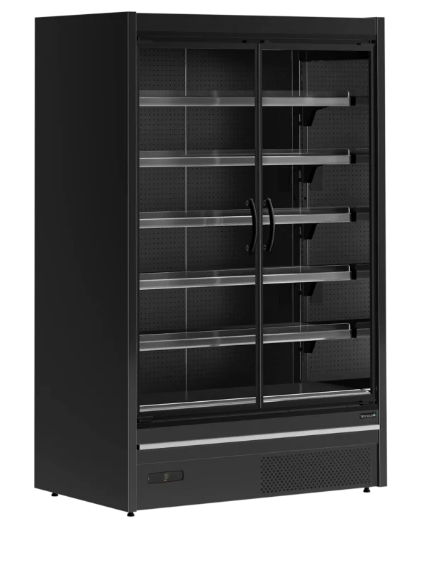Vitrine réfrigérée verticale noire libre service portes battantes longueur 1330mm TEFCOLD Seulement Aujourd’hui