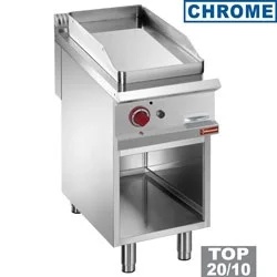 Offre Limitée Plancha professionnelle gaz lisse en chrome 1 zone sur baie libre DIAMOND profondeur 900mm