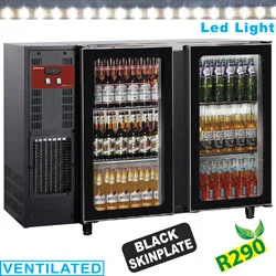Authentique Arrière-bar réfrigéré 2 portes vitrées battantes noir DIAMOND