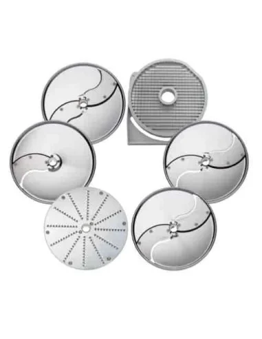 PACK GASTRONOMIE 6 disques INOX : trancheur 2mm + trancheur 5mm + râpeur 2mm + effileur 4x4 mm + trancheur 10x10 mm + macédoine 10x10 mm adaptable sur coupe légumes TRS & TR210DITO SAMA Retour Gratuit