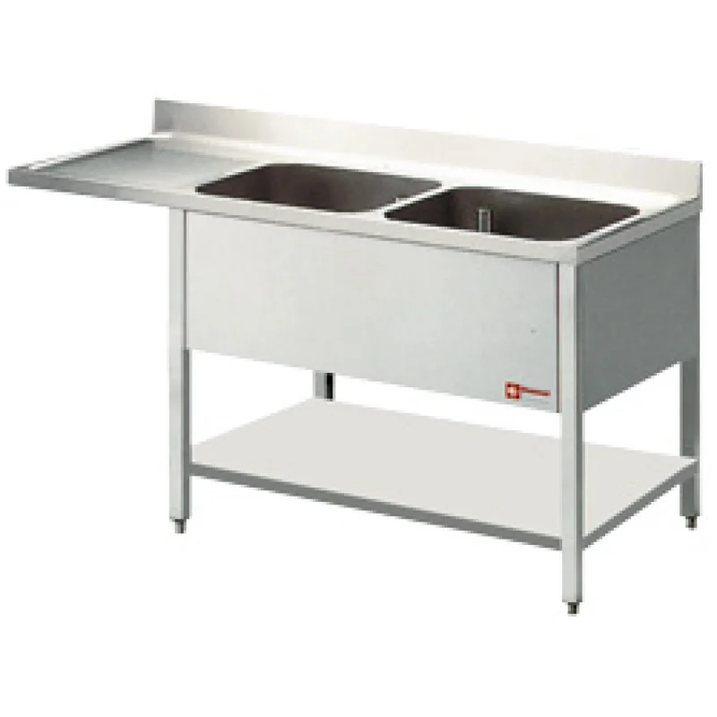 Plonge inox 2 bacs avec égouttoir à gauche 1600x700mm DIAMOND - L1621VS Commander Maintenant