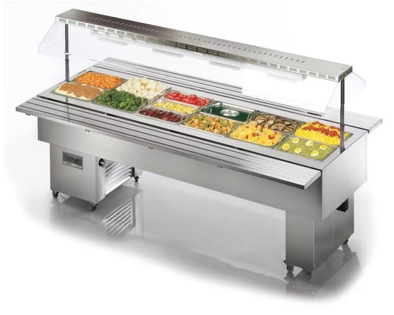Commande En Gros Buffet chauffant bain-marie central en inox avec cuve pour bacs GN1/1 TECFRIGO