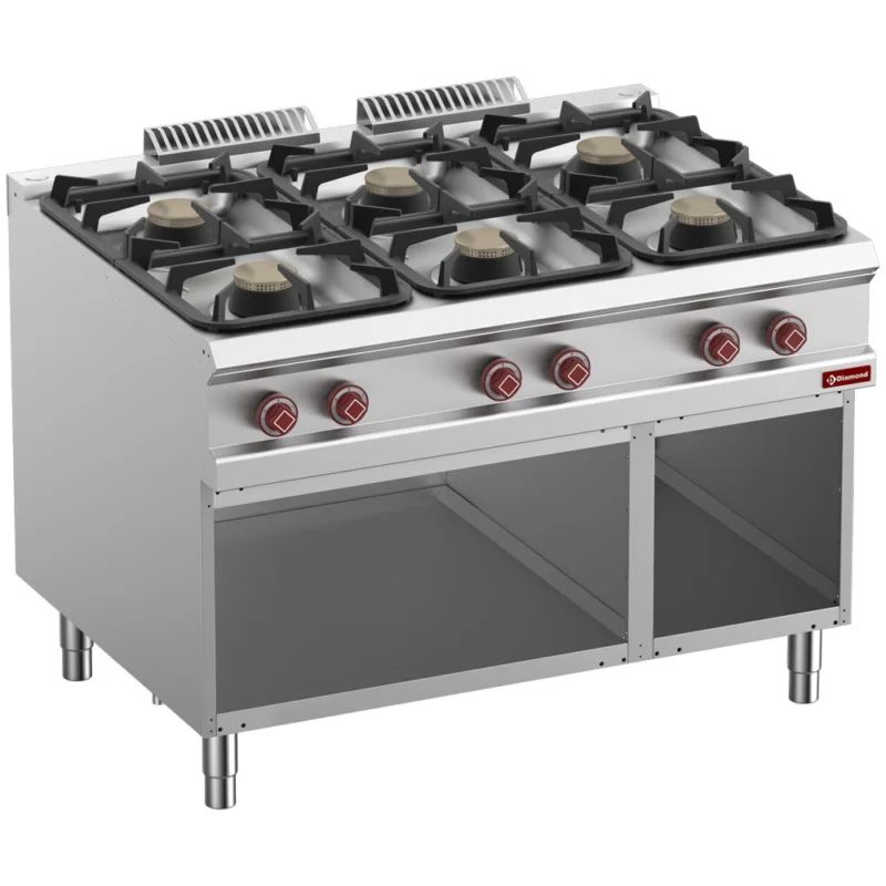 Fourneau 6 feux vifs sur placard ouvert gamme 900 DIAMOND Quantité Limitée