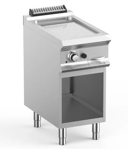 Bon Marché Plancha professionnelle gaz rainurée sur placard ouvert MBM - DOMINA PRO 700