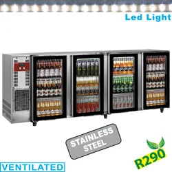 Expédié Aujourd’hui Arrière-bar réfrigéré 4 portes vitrées battantes inox DIAMOND