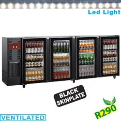 Arrière-bar réfrigéré 4 portes vitrées battantes noir DIAMOND Vente Directe