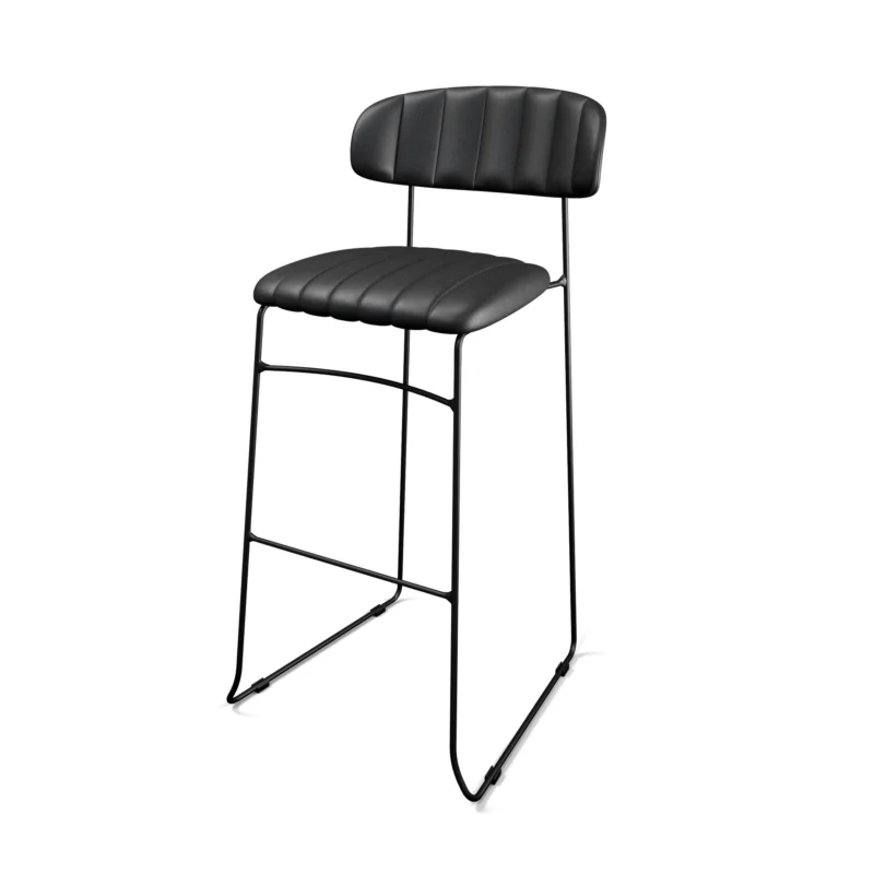Tabouret d'intérieur en cuir noir MUNDO VEBA Soldes
