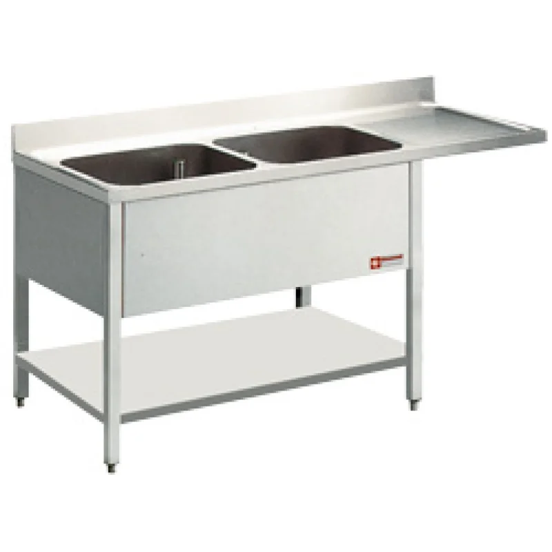 Plonge inox 2 bacs avec égouttoir à droite 1600x700mm DIAMOND Prix Promo
