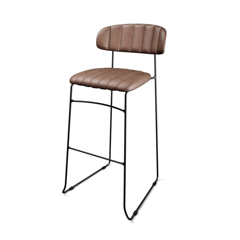 Seulement Aujourd’hui Tabouret d'intérieur en cuir cognac MUNDO VEBA