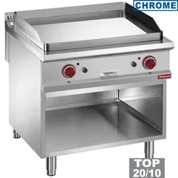 Livraison Express Plancha professionnelle gaz lisse en chrome 2 zones sur baie libre DIAMOND profondeur 900mm