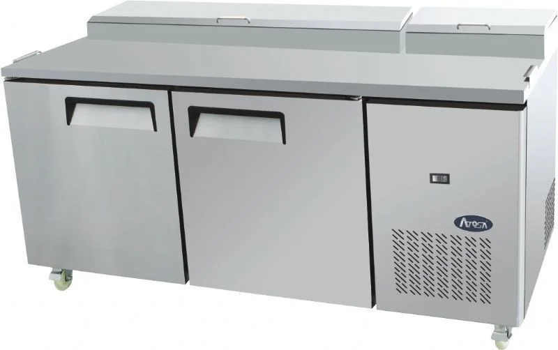 Jusqu’à Épuisement Des Stocks Table réfrigérée de préparation 2 portes avec vitrine à capot inox ATOSA