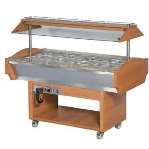 Acheter Direct Buffet chauffant bain-marie en bois central avec cuve pour bacs GN1/1