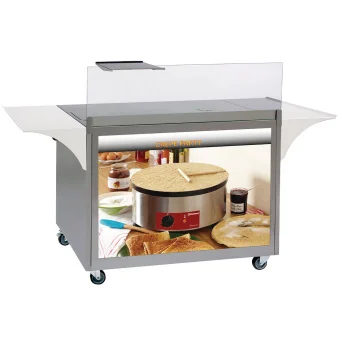 Meuble pour crêpière en inox sur roulettes DIAMOND Prix Choc