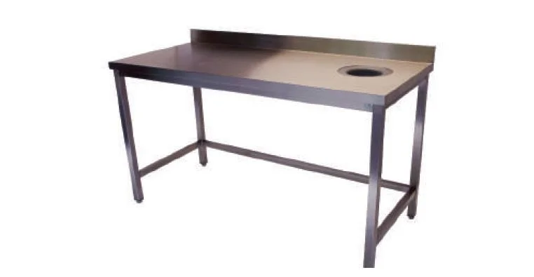 Table de travail inox avec trou vide ordures Largeur 1800mm BERTRAND - TT/1870-VO Prix Choc