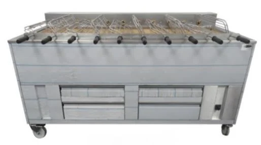 Authentique Barbecue en inox au Charbon Industriel professionnel 10 grilles rotatives IMPORMARTINHO
