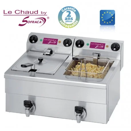 Friteuse professionnelle électrique 2 bacs de 10 L à poser SOFRACA Dernière Chance