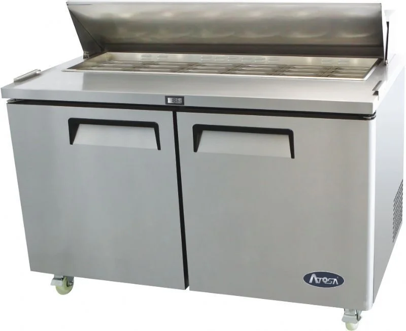 Dernier Modèle Saladette réfrigérée 2 portes avec groupe arrière et capot inox ATOSA
