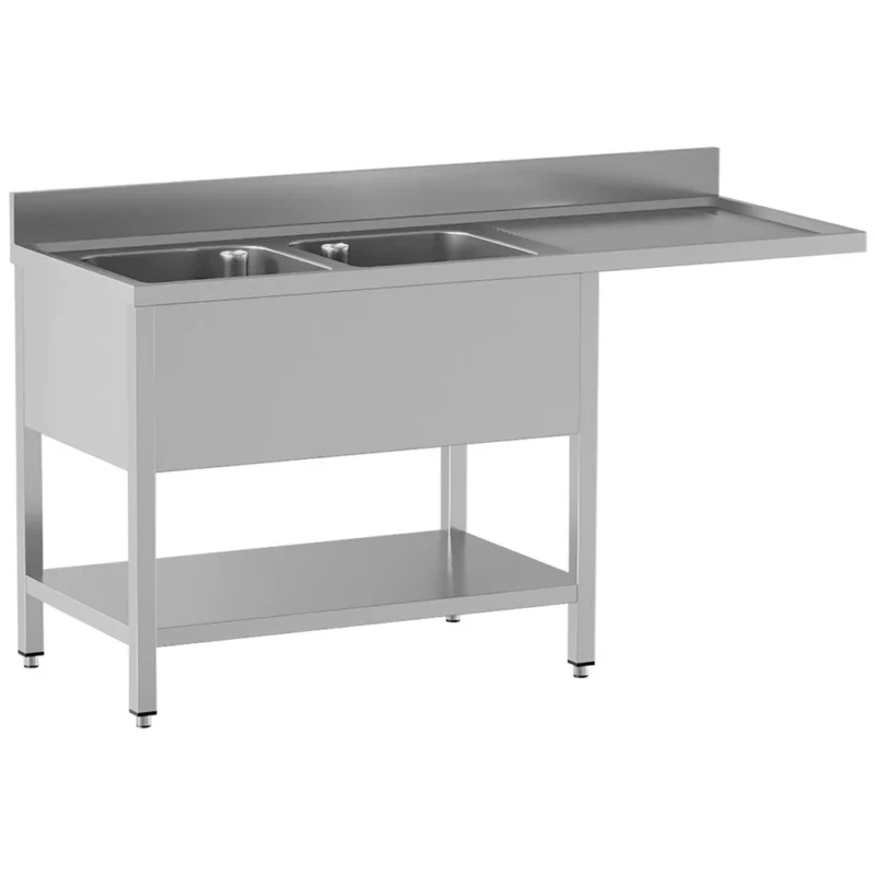 Affaire À Saisir Plonge inox 2 bacs avec égouttoir à droite 1800x700mm DIAMOND