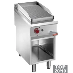 Usine Directe Plancha professionnelle gaz rainurée en fonte 1 zone sur baie libre DIAMOND profondeur 900mm