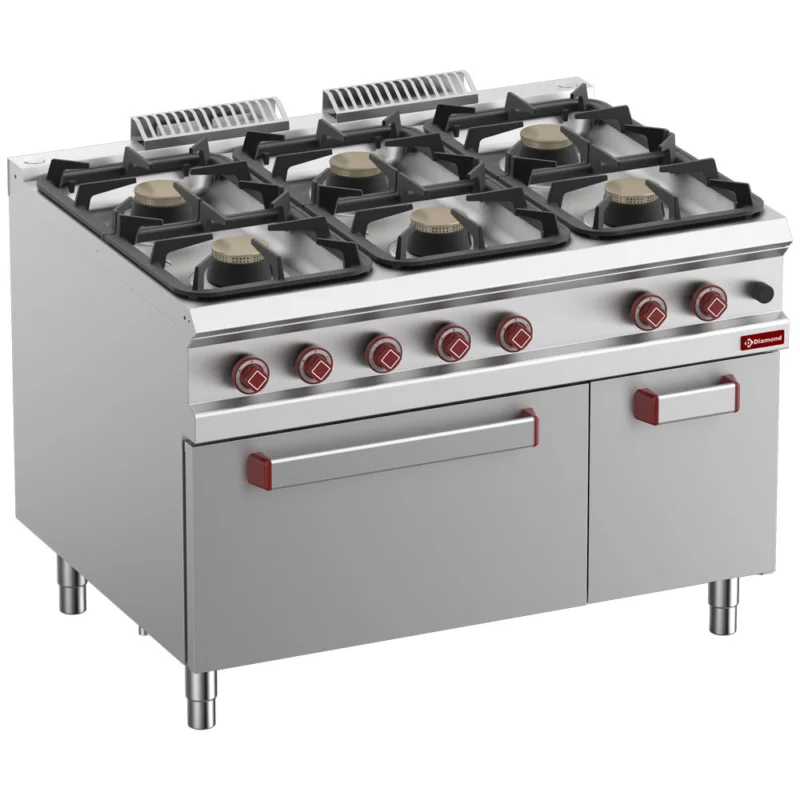 Fourneau 6 feux vifs sur four gaz gamme 900 DIAMOND Prix Choc