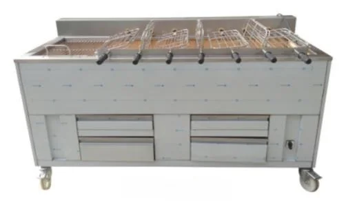 Barbecue en inox au Charbon Industriel professionnel 9 grilles rotatives + 1 grille fixe IMPORMARTINHO Quantité Limitée