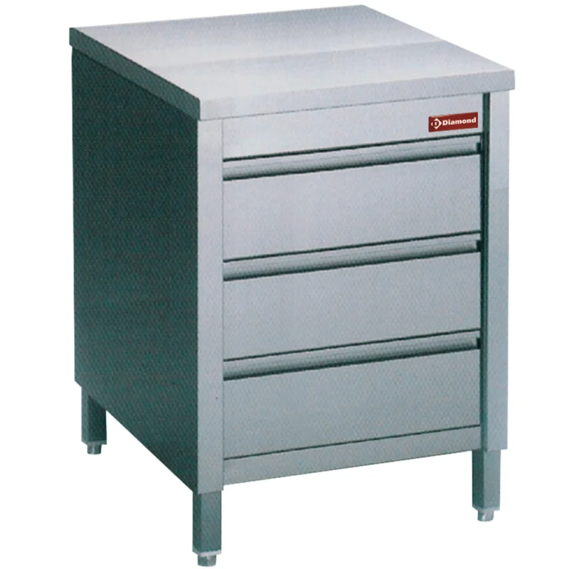Paiement Sécurisé Meuble inox central 3 tiroirs 600x700mm DIAMOND - TACS67/M