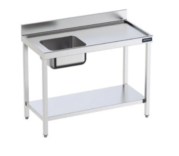 Expédié Aujourd’hui Table de préparation en inox avec étagère anti-ruissellement1600mm