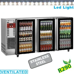 Arrière-bar réfrigéré 3 portes vitrées battantes inox DIAMOND Solde