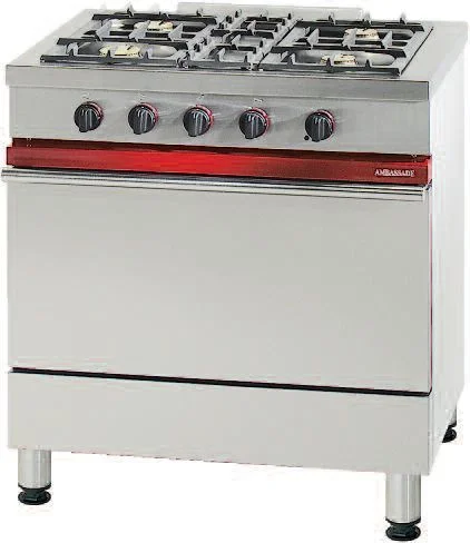 Fourneau 4 feux vifs sur four gaz large AMBASSADE Remise
