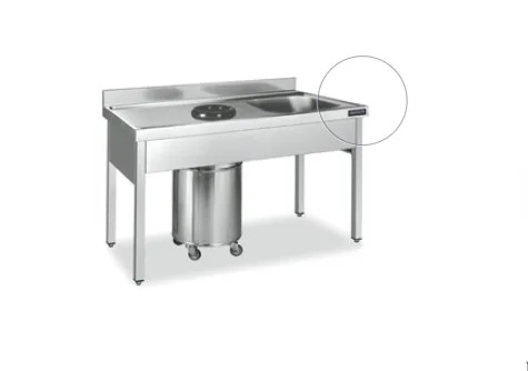 Usine Directe Plonge inox 1 bac et vide déchets avec égouttoir 1800mm