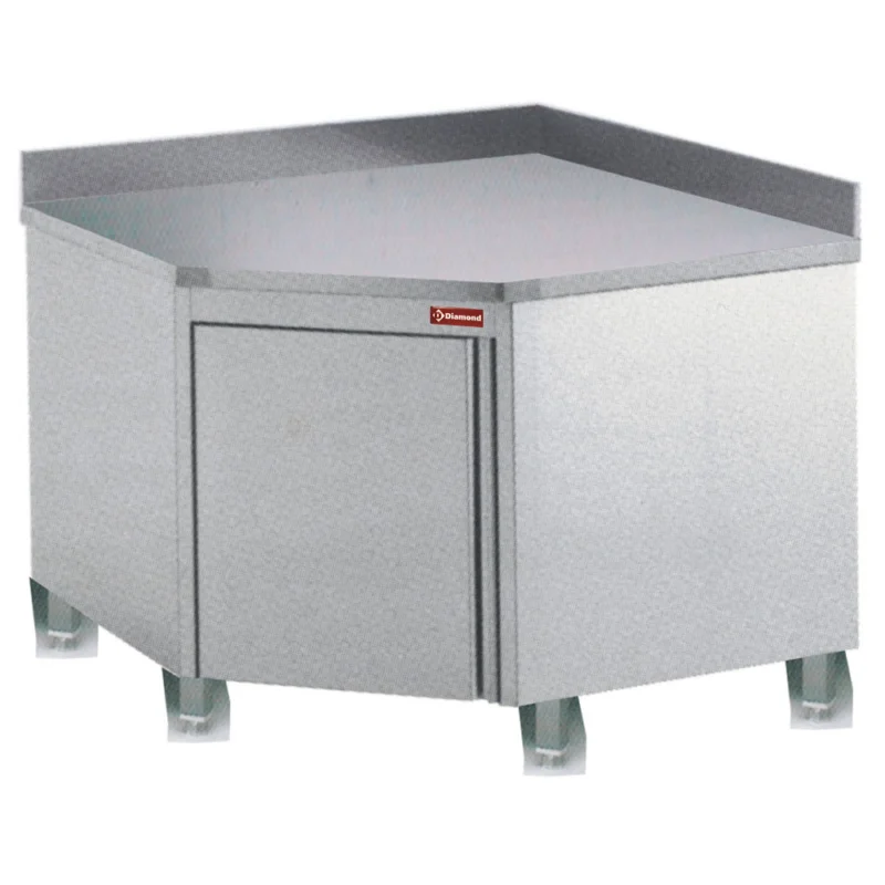 Meuble inox d'angle avec dosseret 1000x1000mm DIAMOND - TAN100A/M Commander Vite